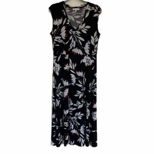 Chaus  New York Black and White Floral V-Neck Maxi Dress Size M
